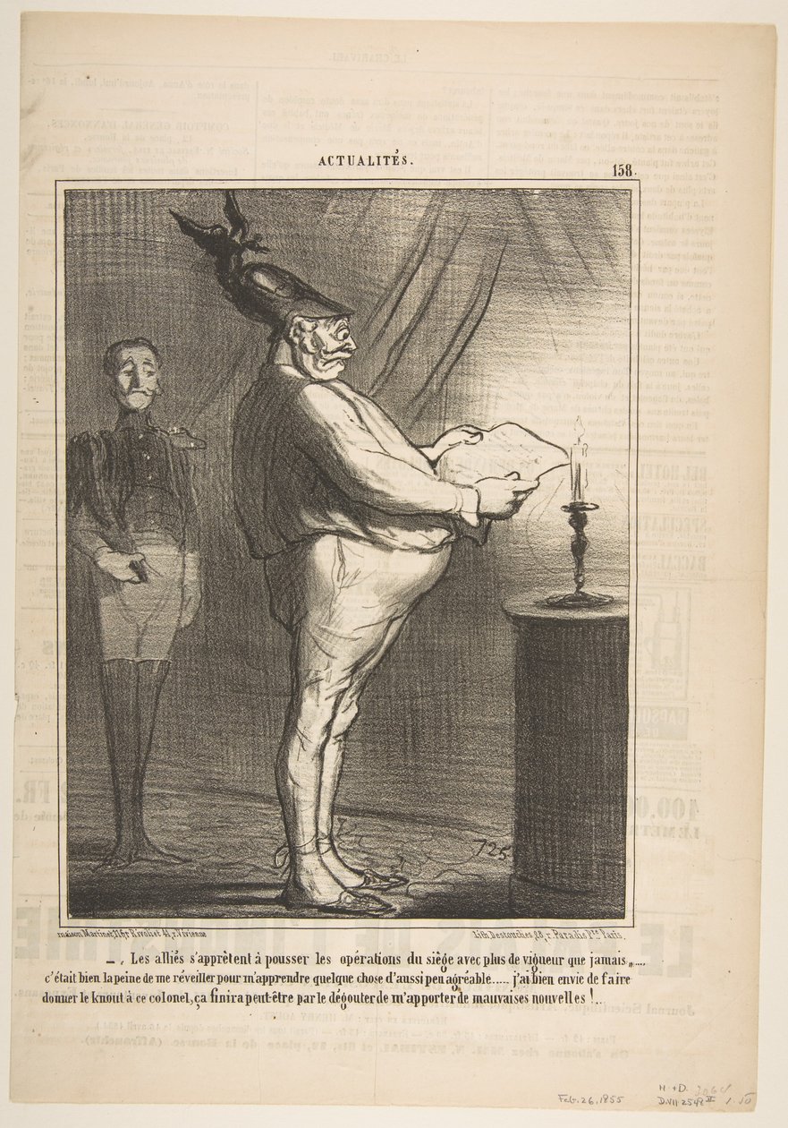 Spojenci se připravují zatlačit na obléhací operace s větší vervou..., 26. února 1855. od Honoré Daumier