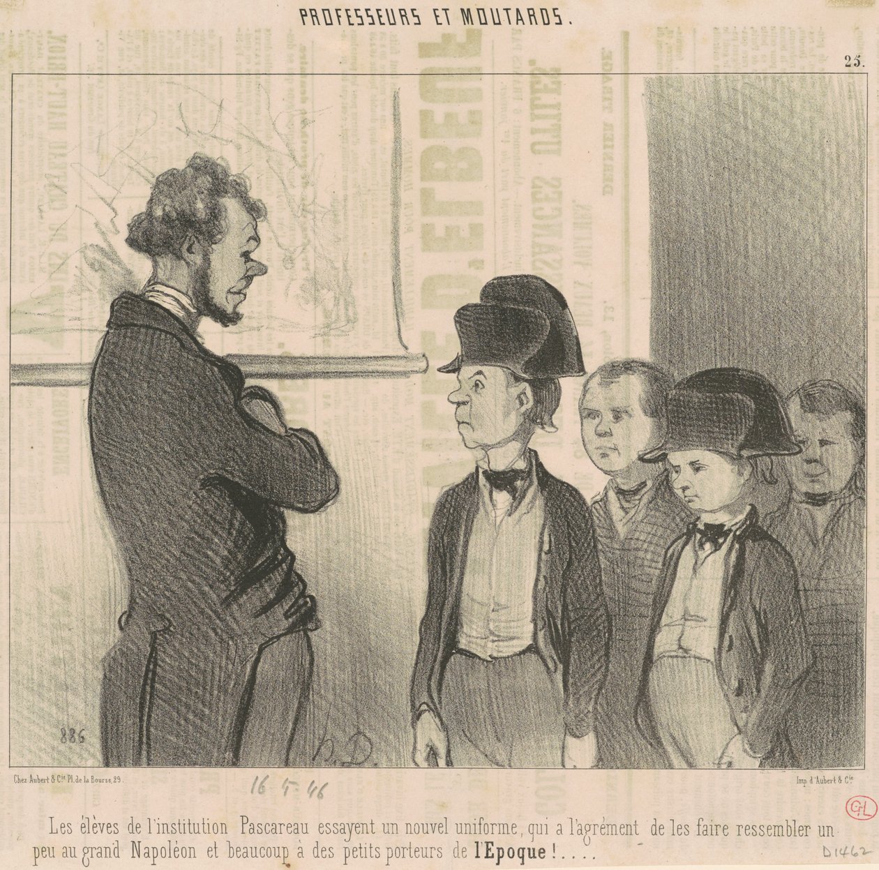 Studenti instituce Pascareau si zkoušejí novou uniformu... od Honoré Daumier