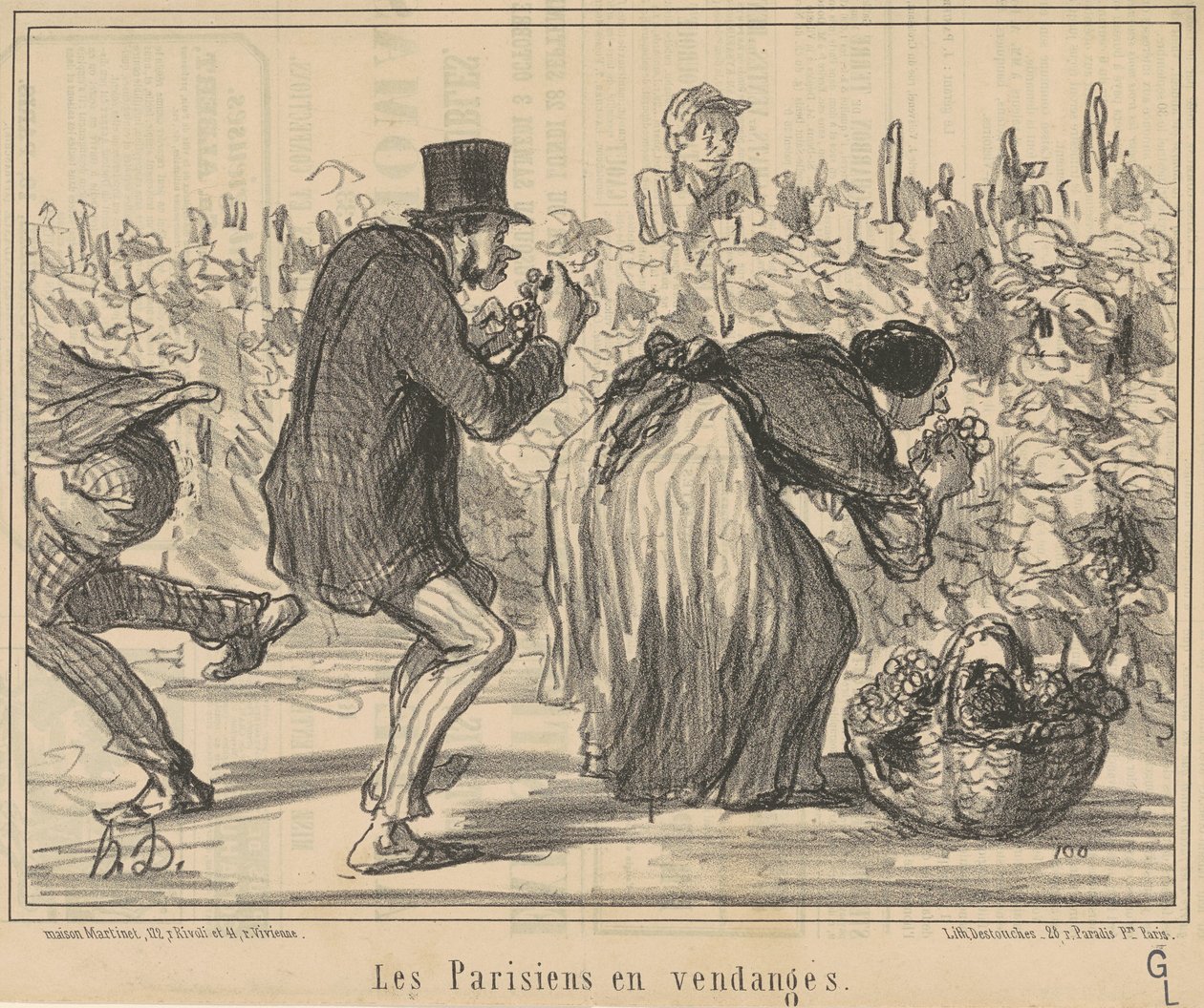 Pařížané ve sklizni hroznů od Honoré Daumier