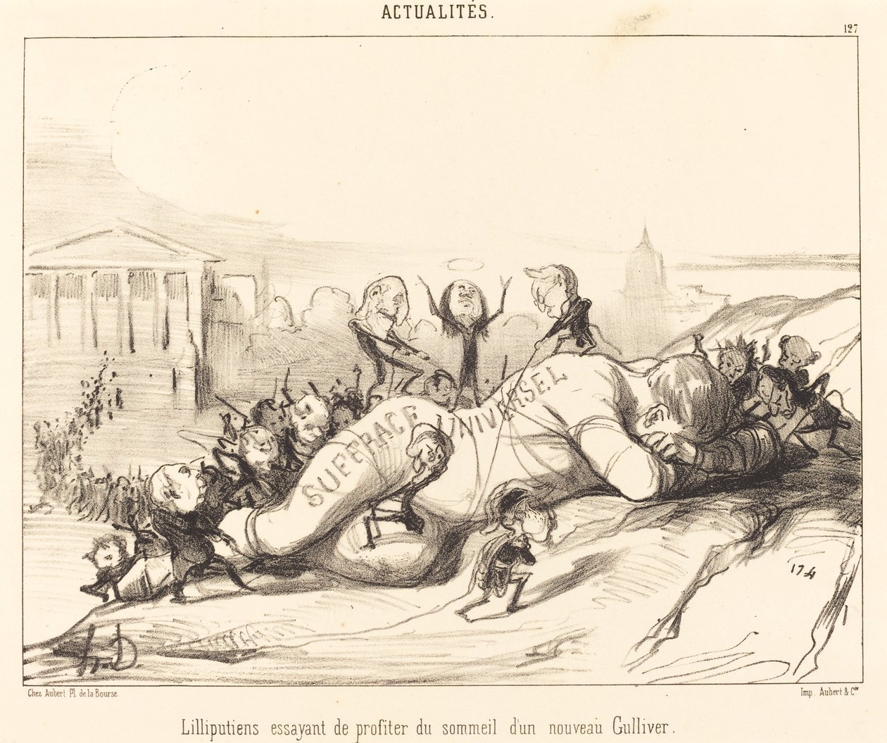 Liliputáni se snaží užít si spánek... od Honoré Daumier