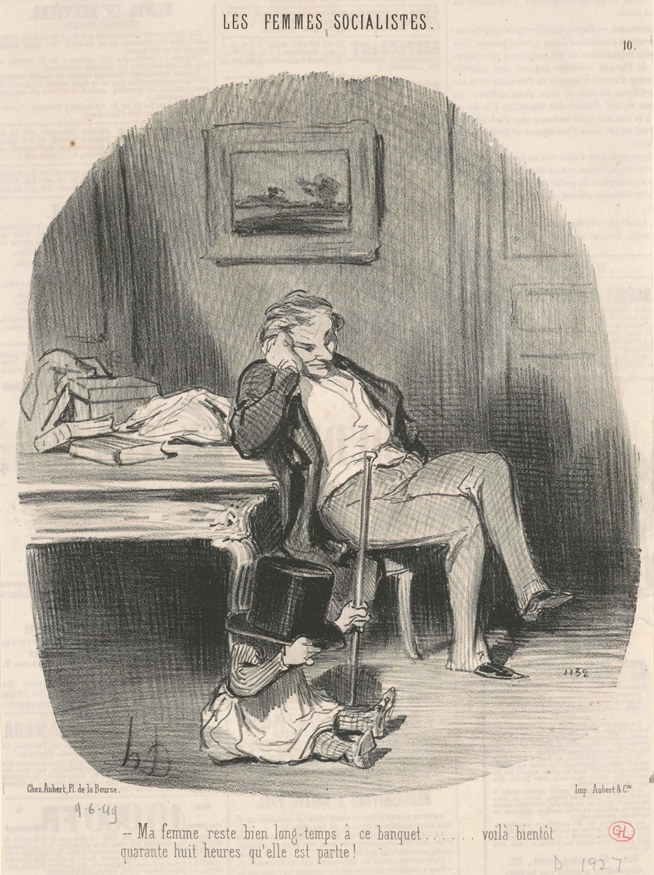 Moje žena zůstává na tomto banketu dlouho... od Honoré Daumier