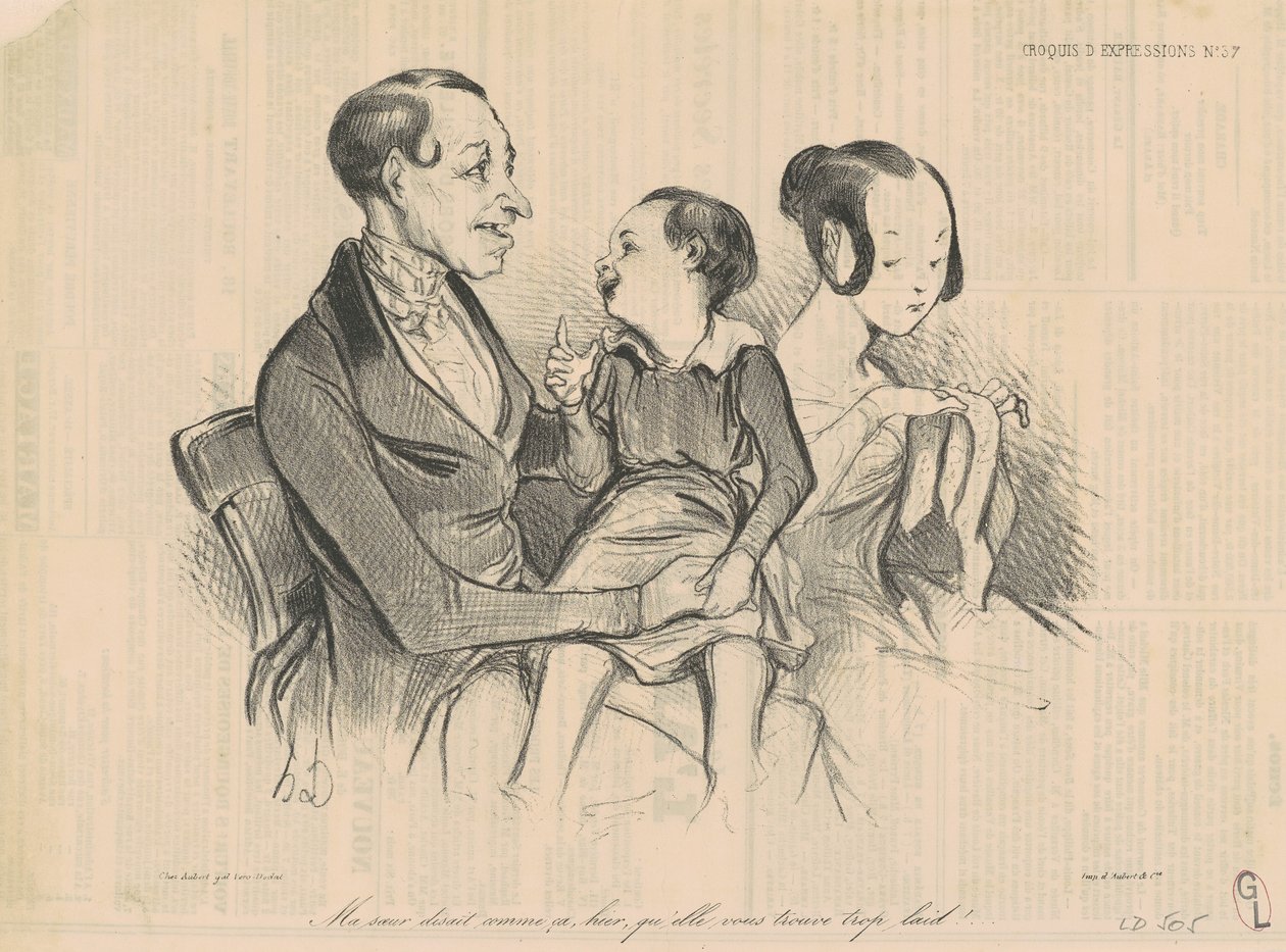 Moje sestra včera takhle řekla, že si myslí, že jsi moc ošklivá! od Honoré Daumier
