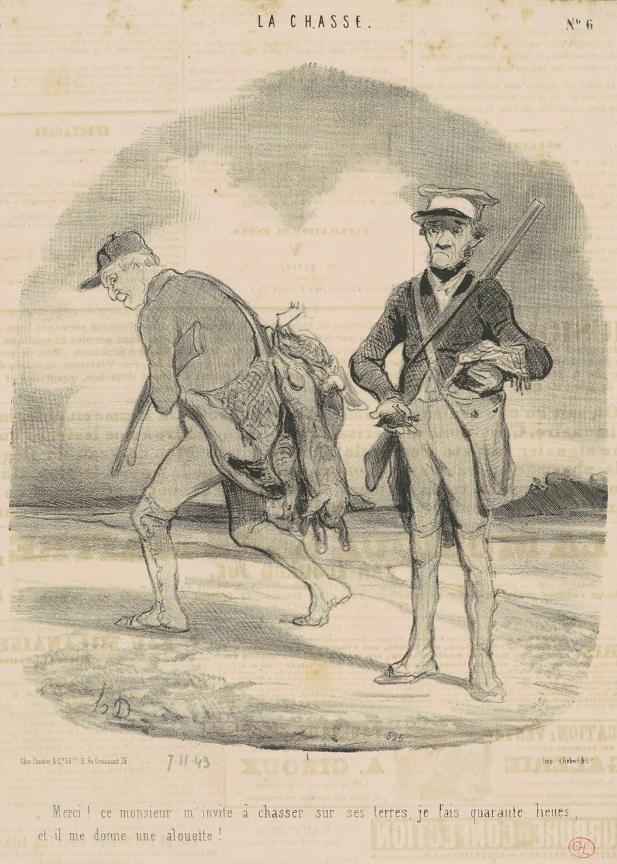 Dík! Tento pán mě zve na lov... od Honoré Daumier