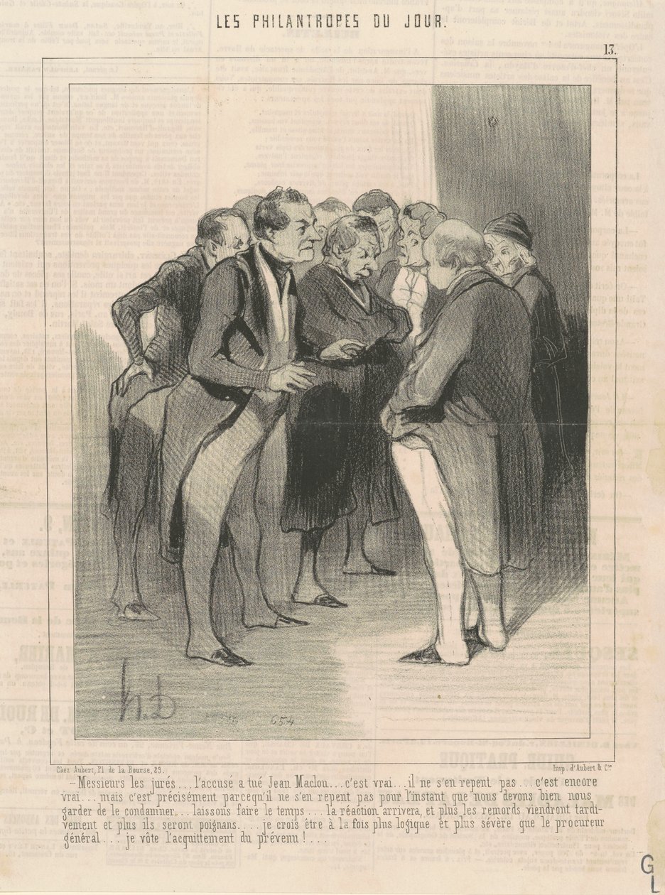 Pánové z poroty... obžalovaný zabil Jean Maclou... od Honoré Daumier