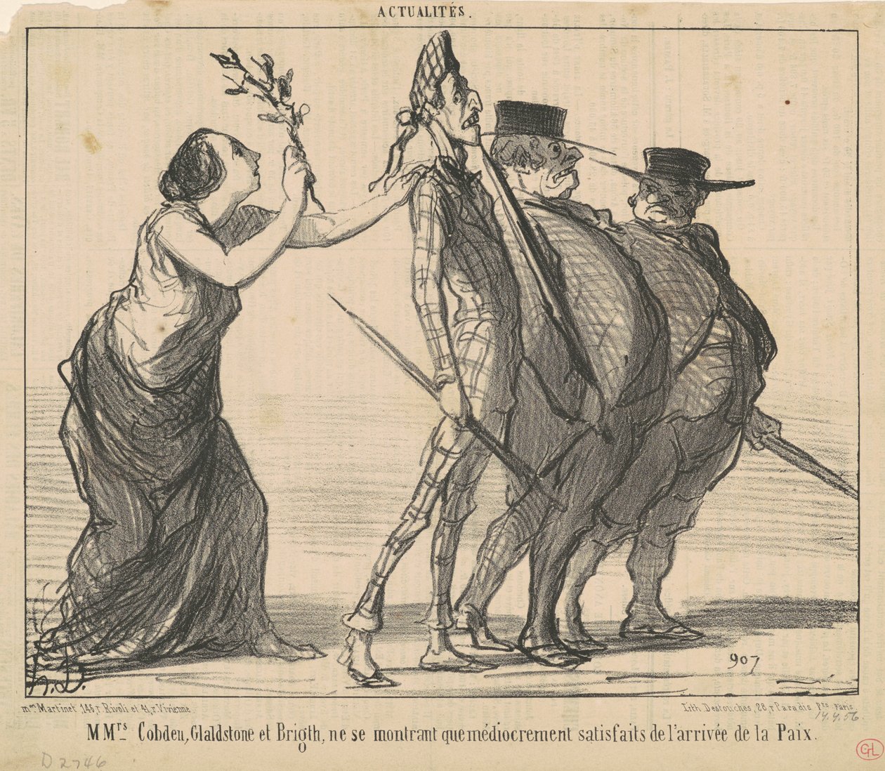 paní Cobden, Gladstone a Bright... od Honoré Daumier