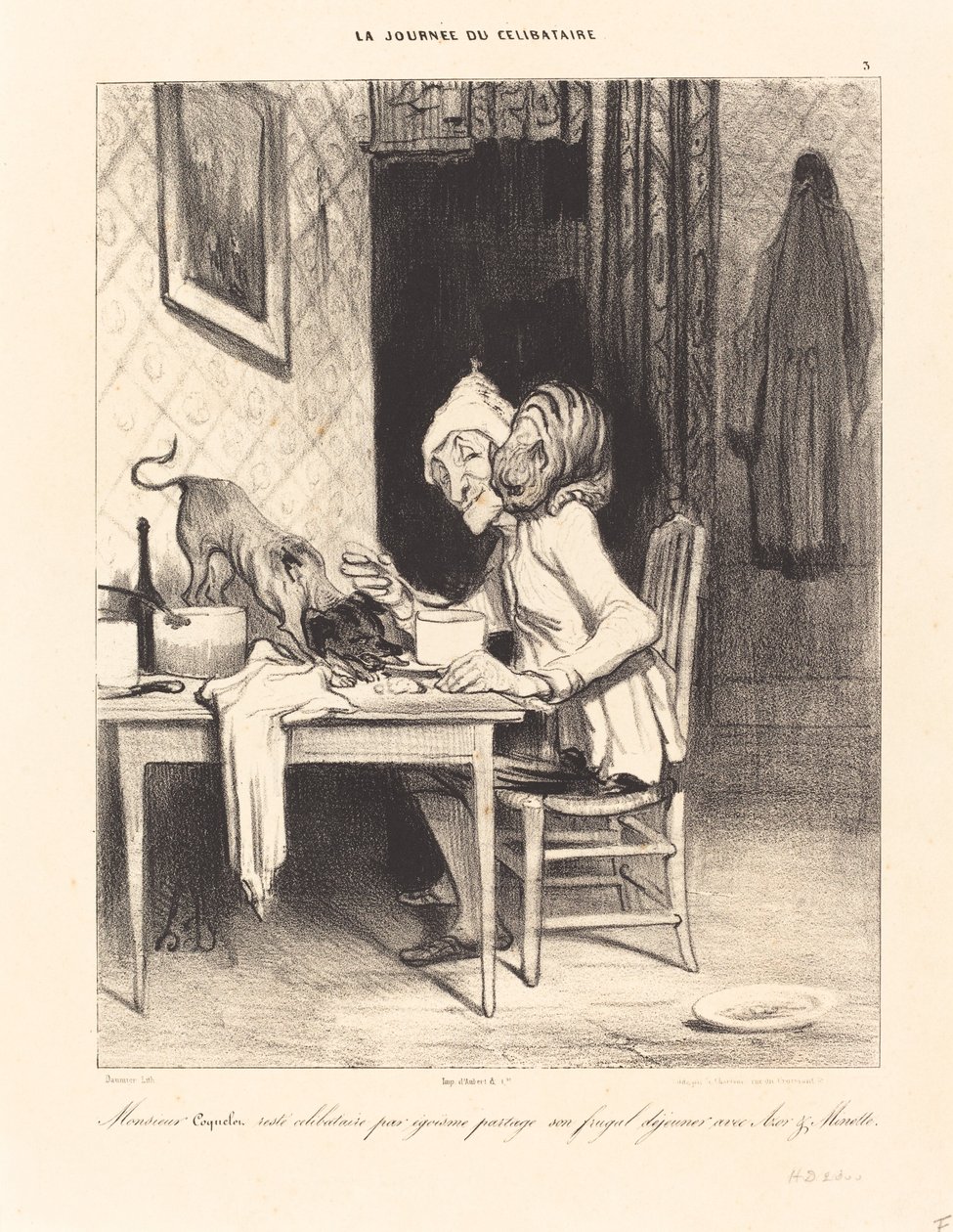 Monsieur Coquelet... sdílí svůj... oběd od Honoré Daumier