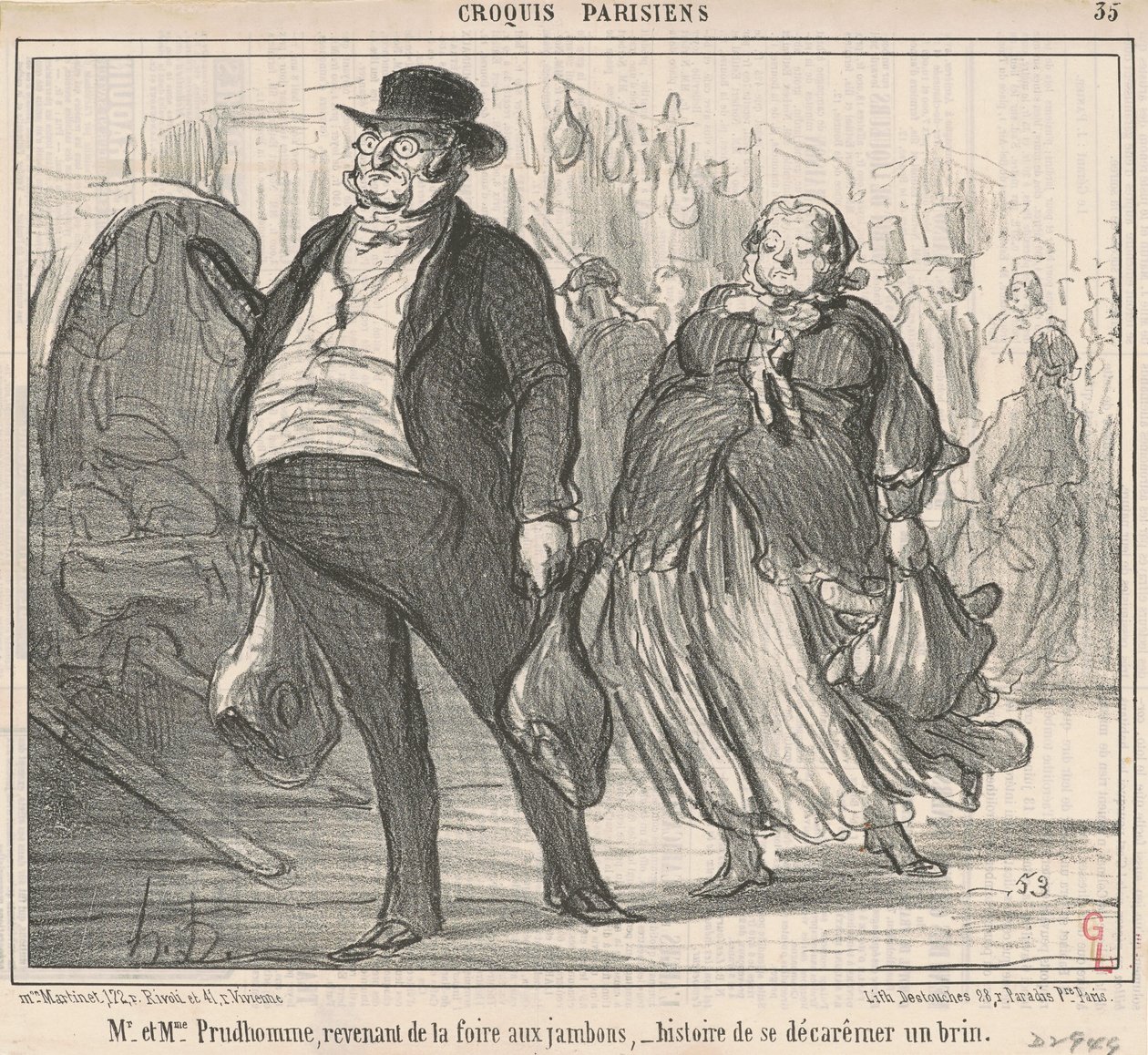 Pan a paní Prudohommeovi se vracejí z veletrhu... od Honoré Daumier