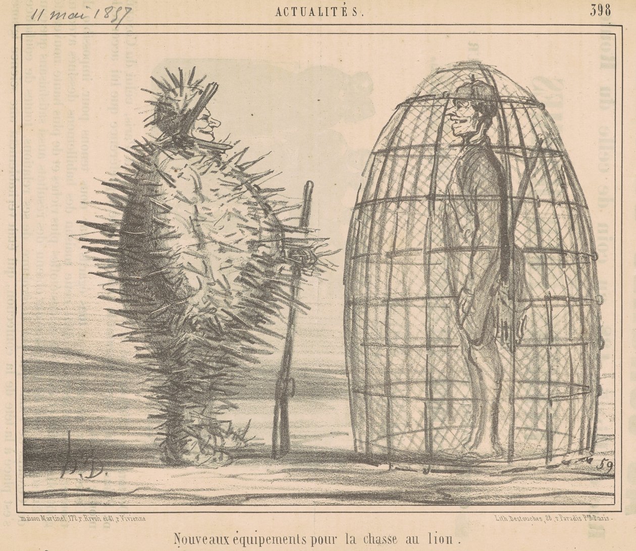 Nové vybavení pro lov lvů od Honoré Daumier