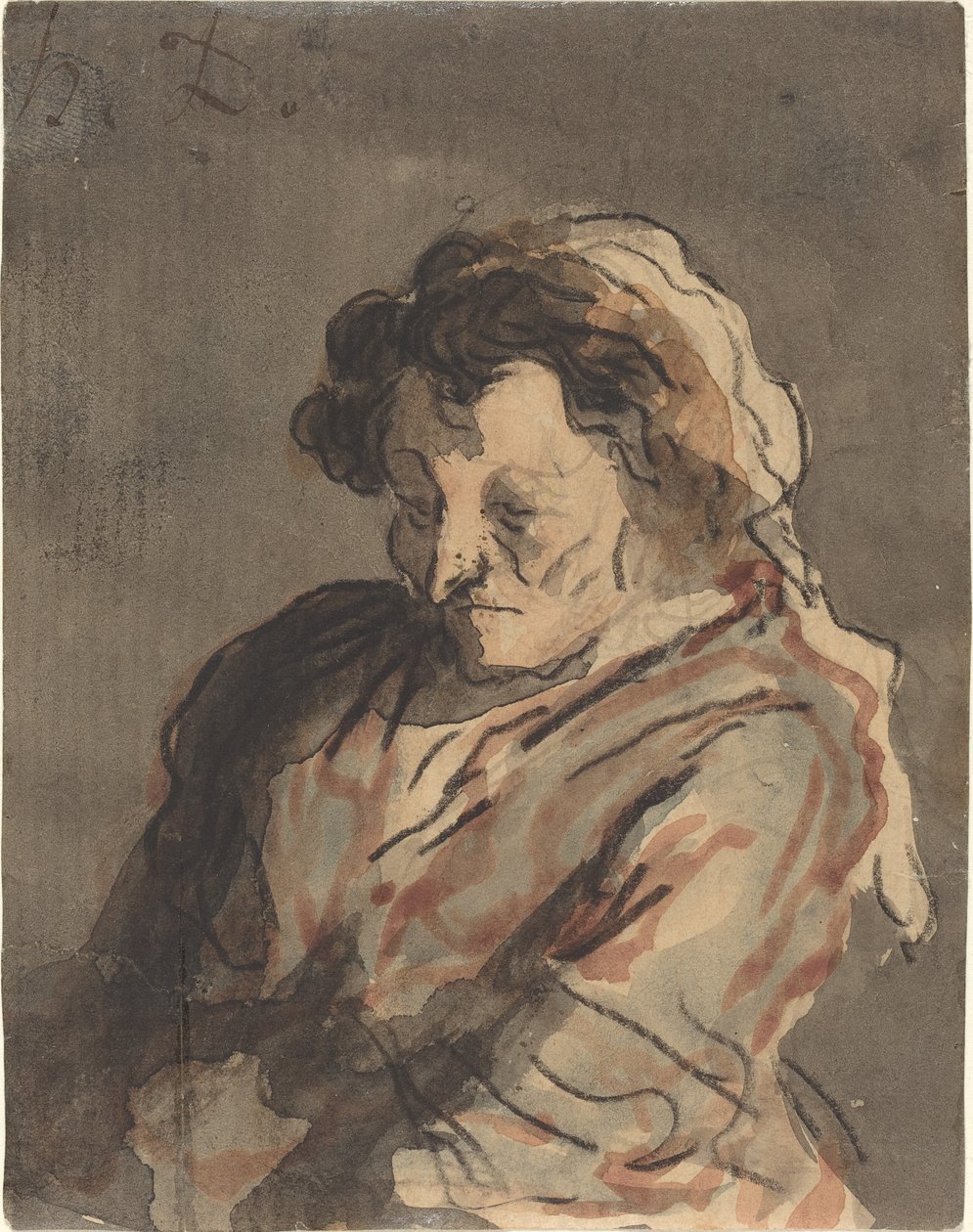 Stará žena sedí od Honoré Daumier