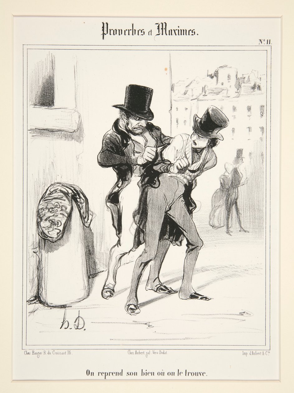 Bereme svůj majetek zpět nebo jej najdeme, deska 11 z Proverbes et Maximes od Honoré Daumier