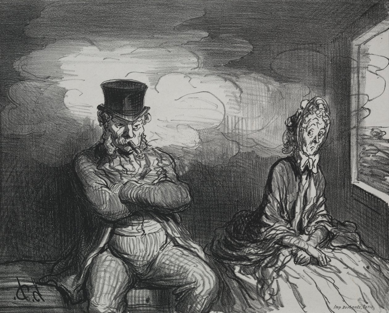 Ve vlaku: Příjemný společník od Honoré Daumier