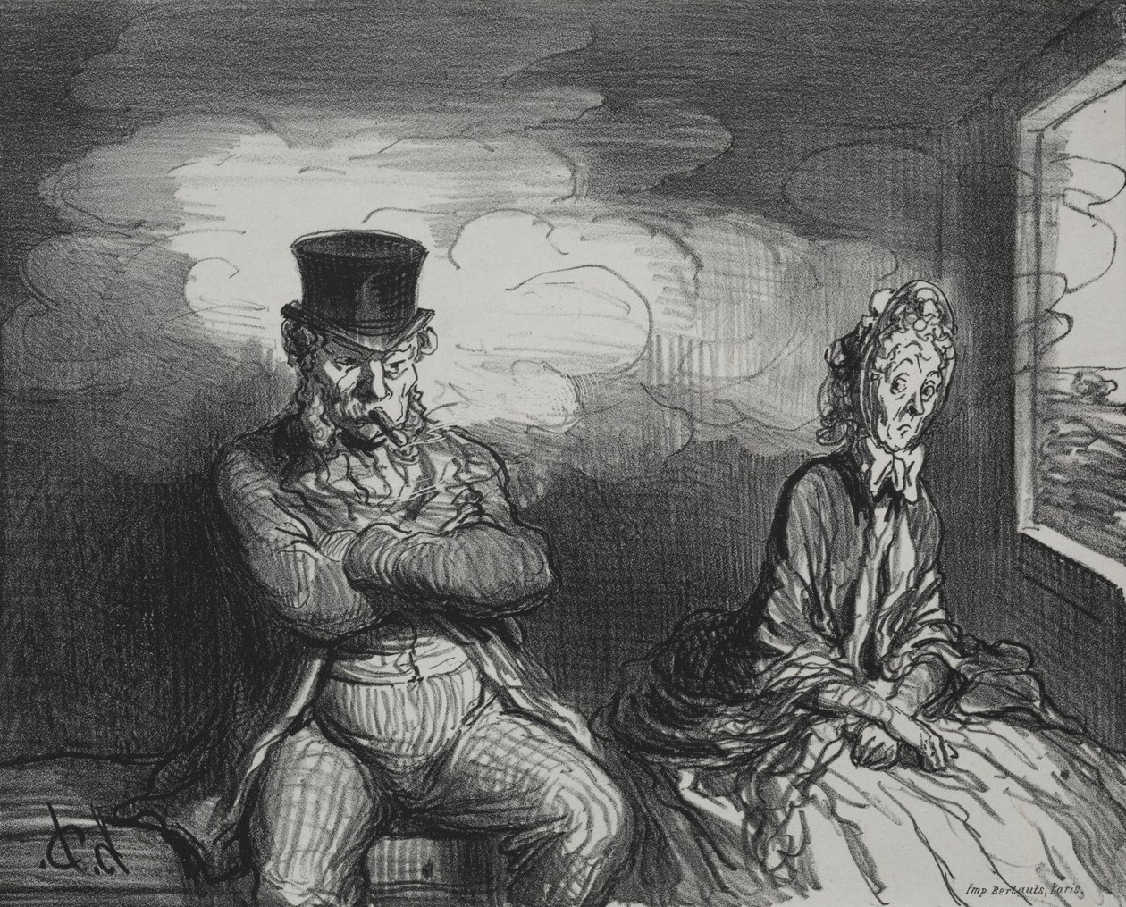 Ve vlaku: Příjemný společník, 1862. od Honoré Daumier