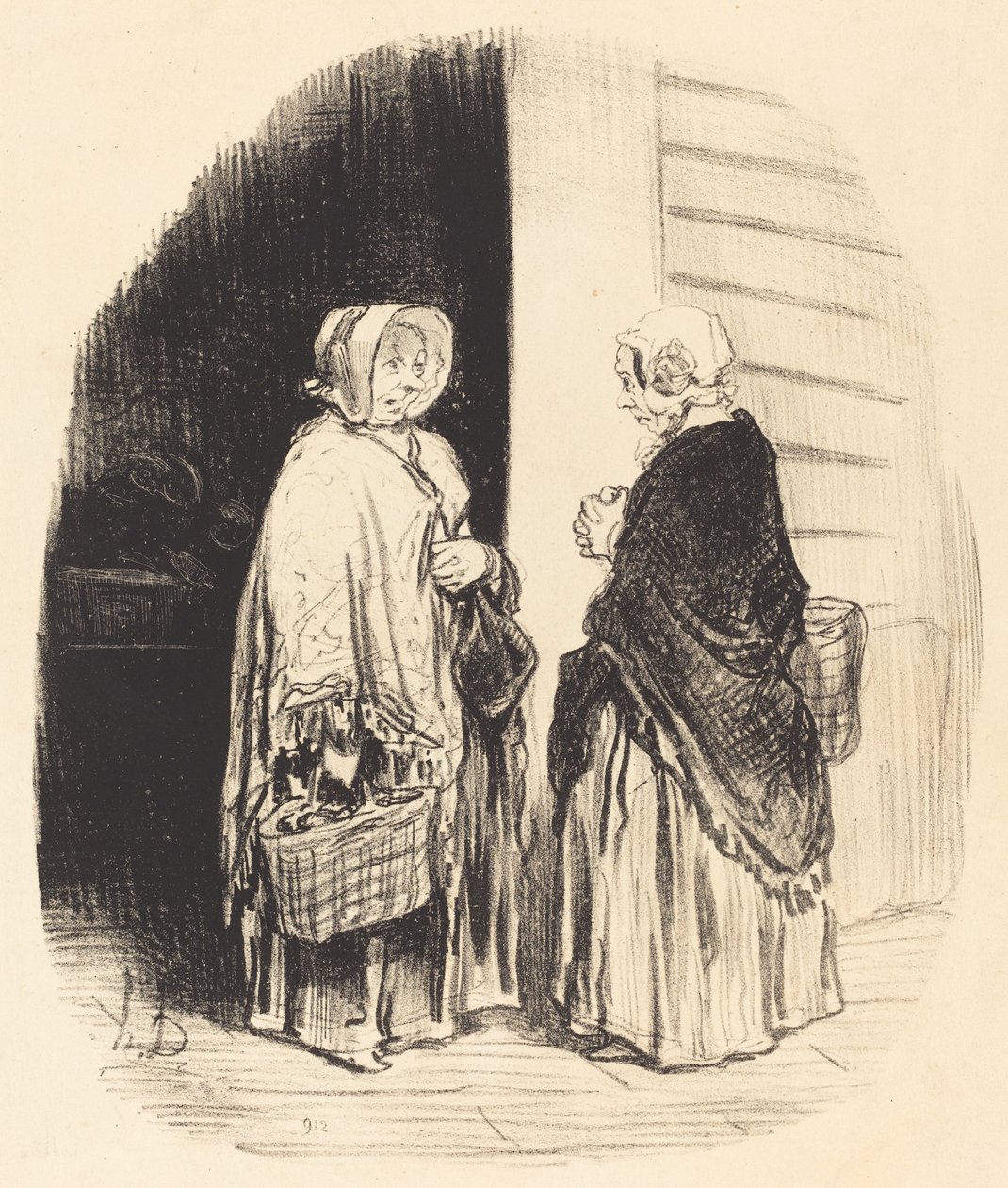 Ano, madame Chaboulardová... dvacet čtyři obchodníků s potravinami... [recto] od Honoré Daumier