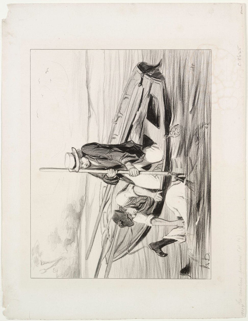 Pařížští lodníci, deska 14: Muž přes palubu, 1843. od Honoré Daumier