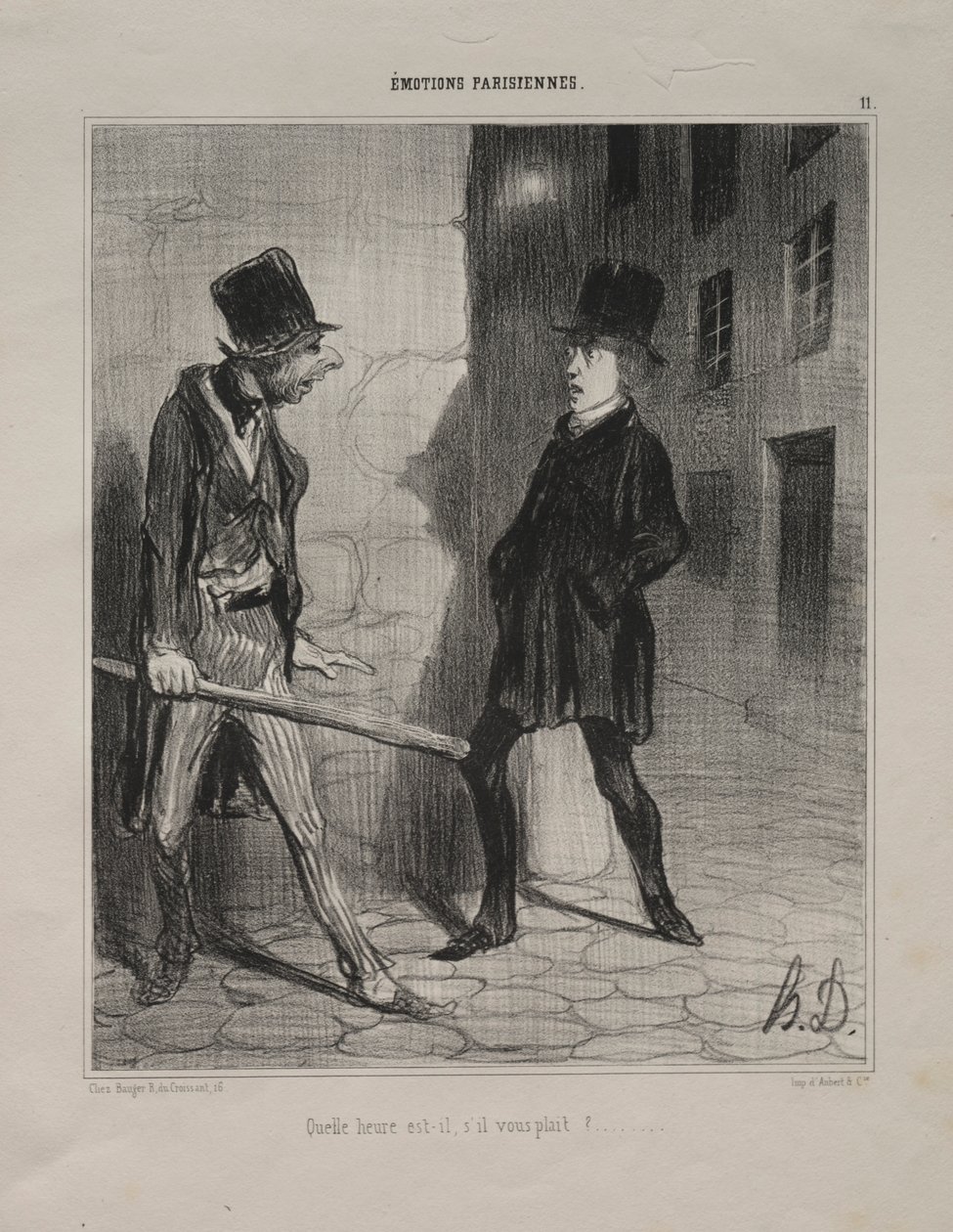 Parisian Emotions, deska 11: Kolik je hodin, prosím, 24. listopadu 1839. od Honoré Daumier