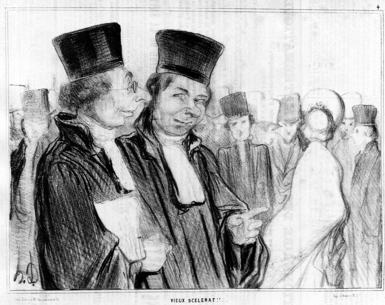 Pařížský typ, starý scelerat!!, karikatura Honore Daumier (1808-1879). "" Charivari "". od Honoré Daumier