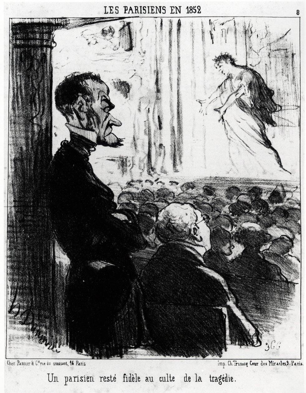 Pařížané v roce 1852: Pařížan zůstává věrný kultu tragédií. Illustration d