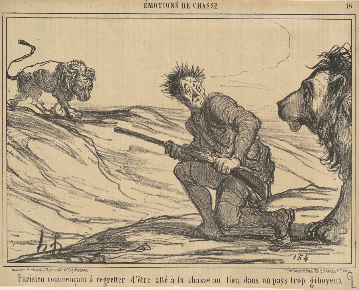 Pařížan začíná litovat... lovu na lva... od Honoré Daumier