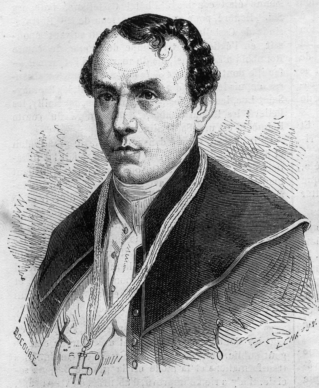 Portrét Sigismund Felix Felinski (1822-1895), arcibiskup varšavský (Polsko). Rytina v ""Le Monde Illustre"" č. 314 z 18. dubna 1863. od Honoré Daumier