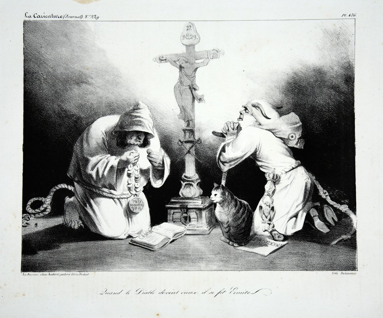 Když ďábel zestárl, stal se poustevníkem, hospodou. 1835 od Honoré Daumier