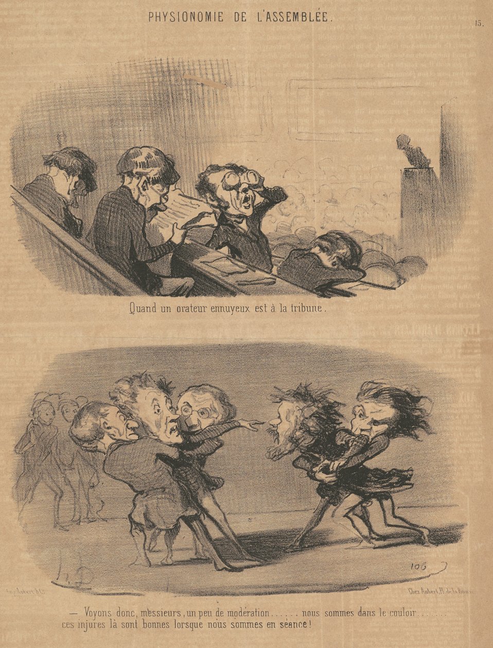 Když je na pódiu nudný řečník od Honoré Daumier