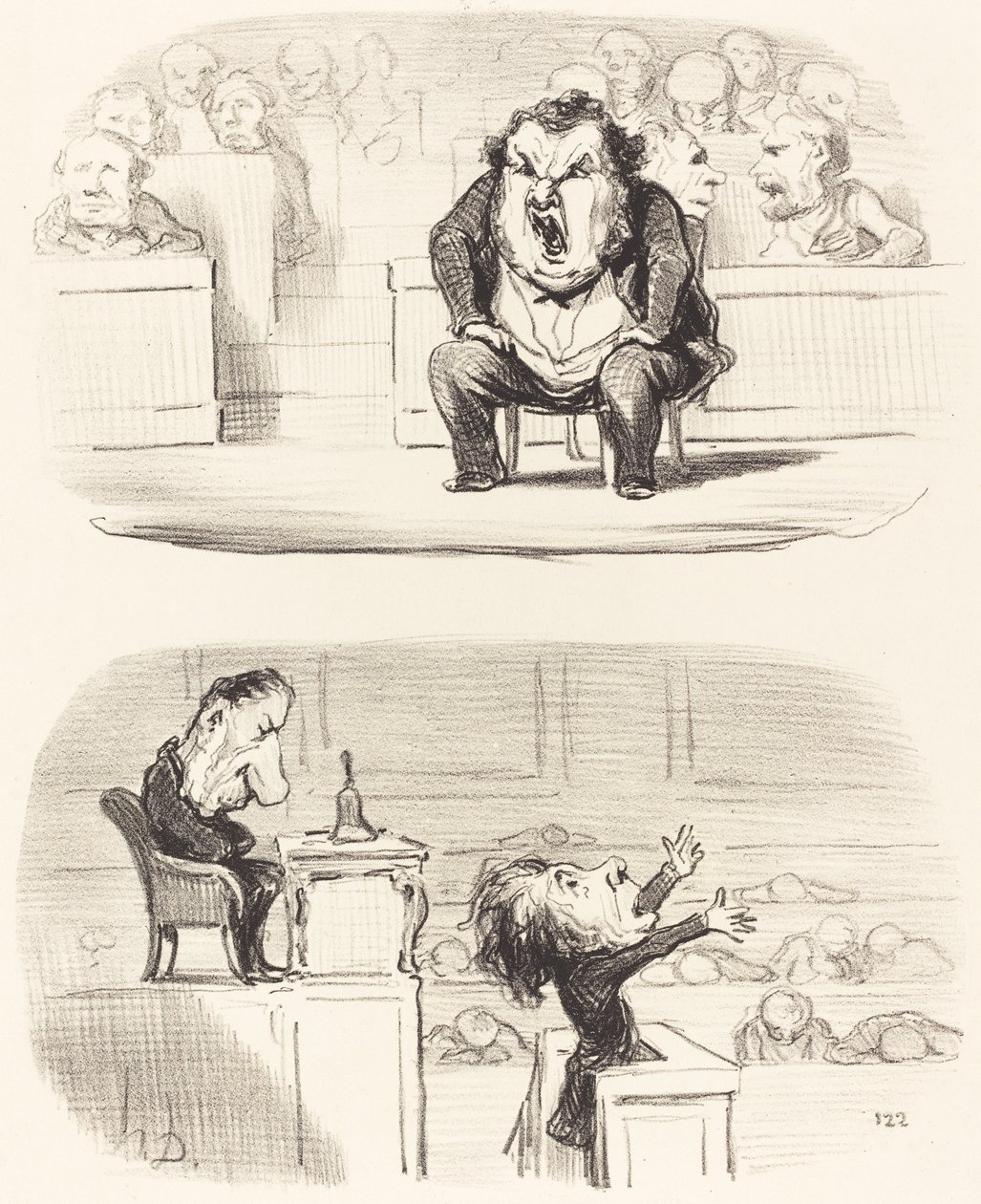 Když na tribunu nastoupí nudný řečník od Honoré Daumier