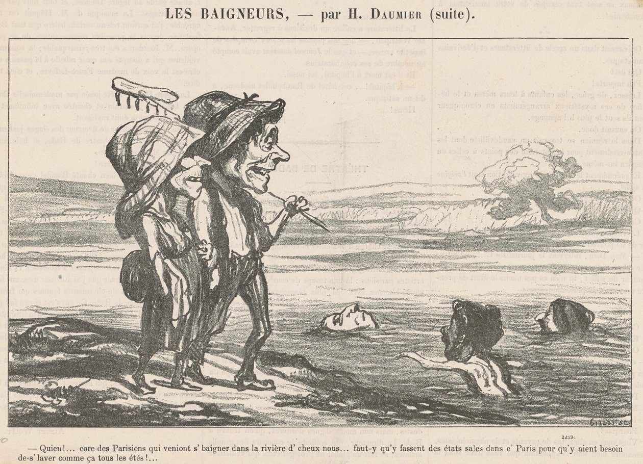 Quien! ... Jádro Pařížanů, kteří se přišli vykoupat... od Honoré Daumier