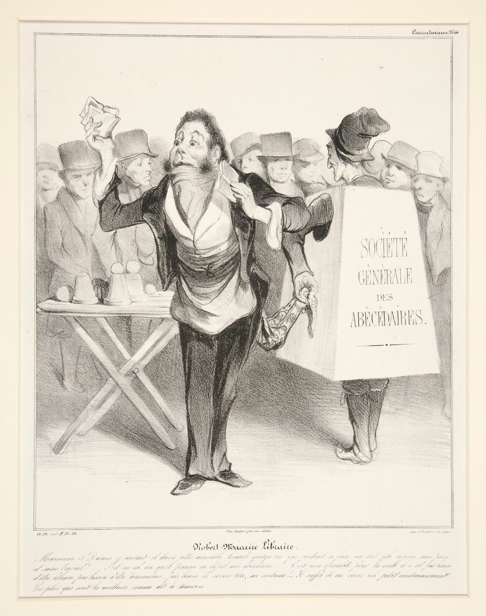 Robert-Macaire knihkupec. (Knihkupec Robert Macaire.), pl. 14 ze série Caricaturana v albu Les Robert Macaires od Honoré Daumier