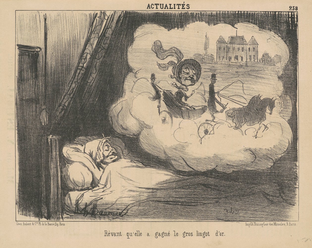 Sní o tom, že vyhrála velkou zlatou cihlu. od Honoré Daumier