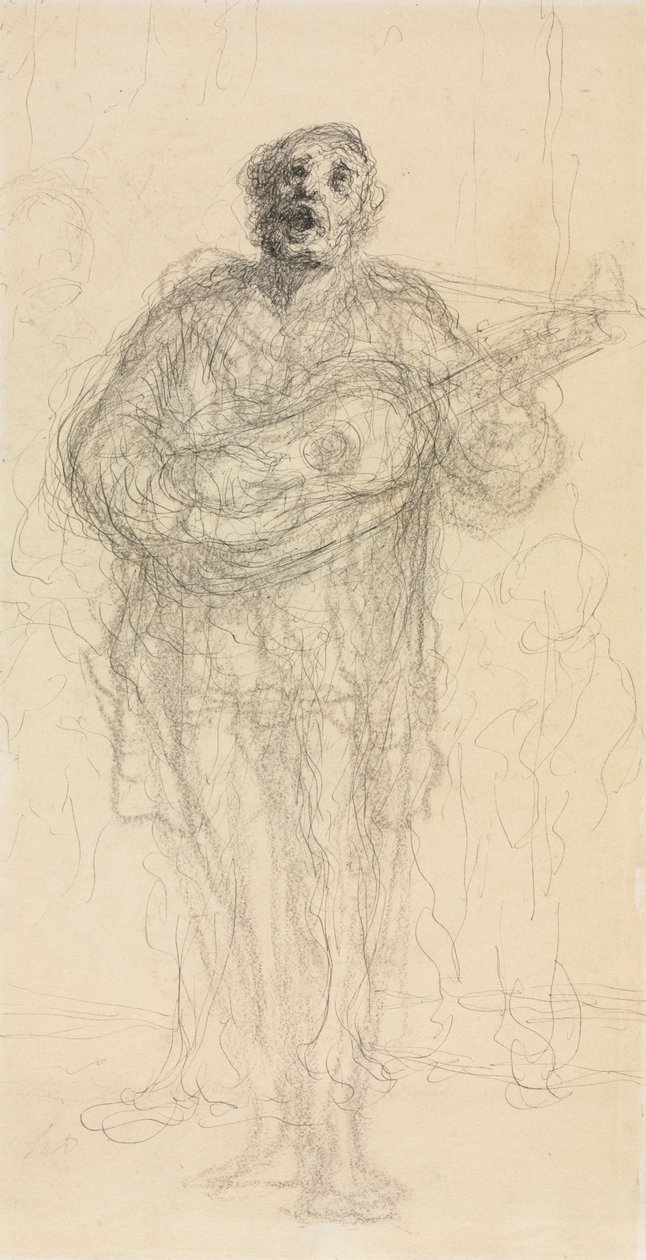 Zpívající kytarista (recto) od Honoré Daumier