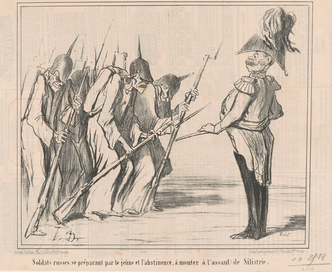 Ruští vojáci se připravují u mladých... od Honoré Daumier