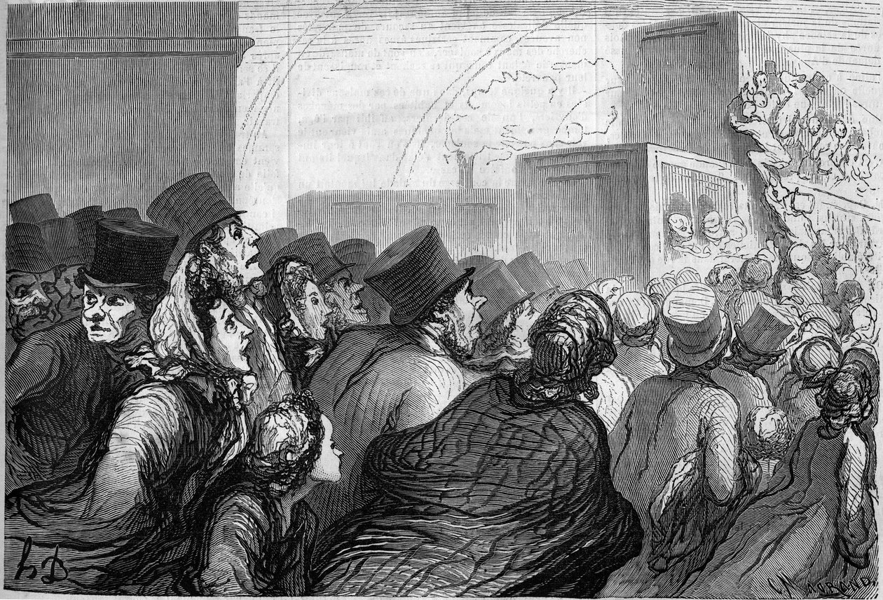 Nedělní cestovatelé. Kreslený film Honore Daumier (1808-1879). Rytina v „“ Le Monde Illustré““ č. 264 ze dne 3. května 1862. od Honoré Daumier