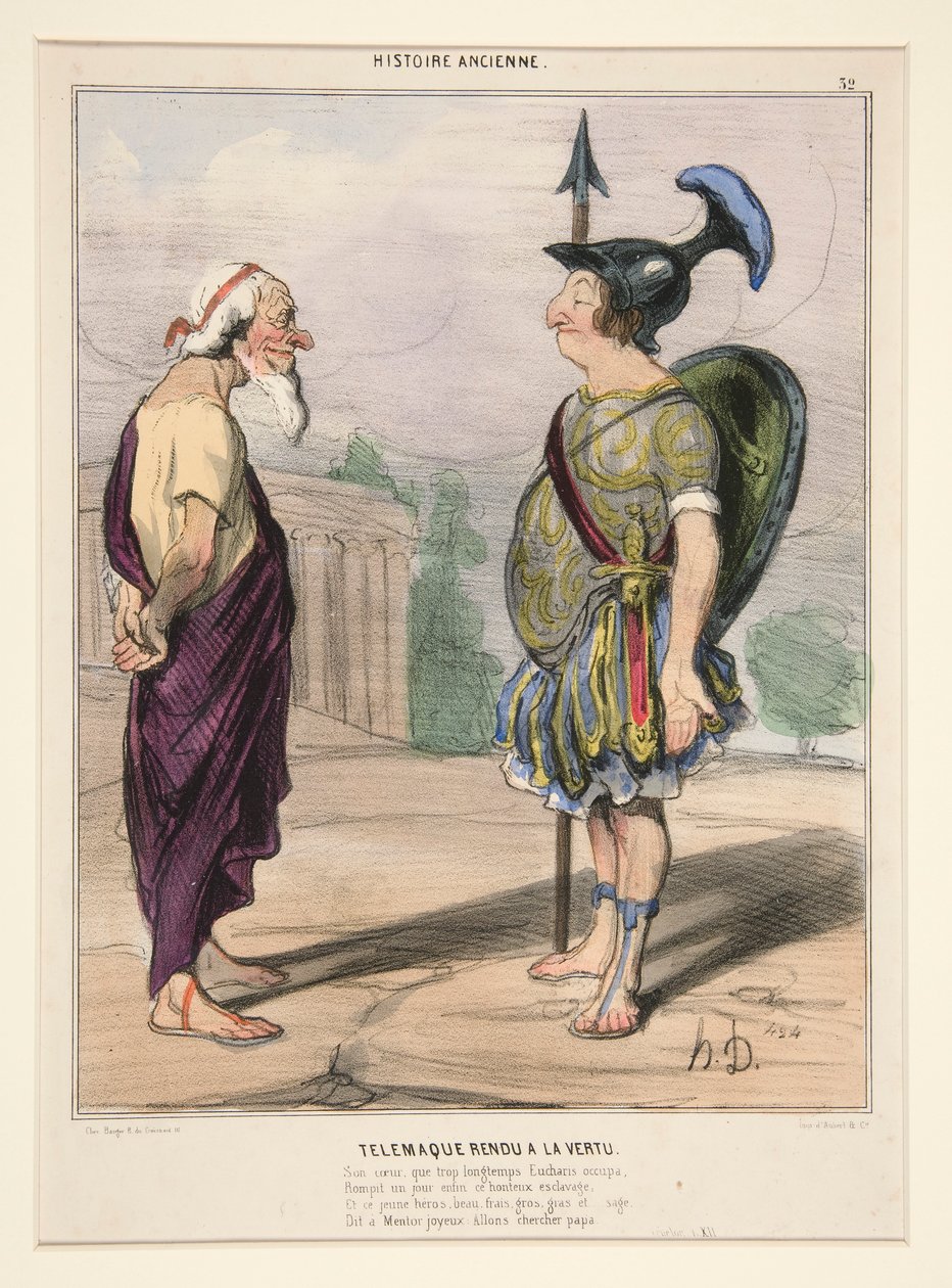 Telemachus se vrátil ke ctnosti. Jeho srdce, které příliš dlouho zaměstnávalo Eucharis od Honoré Daumier