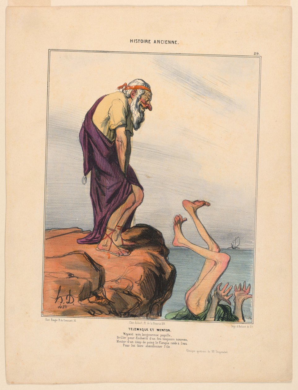 Telemachus a mentor, deska 29 z antické historie od Honoré Daumier