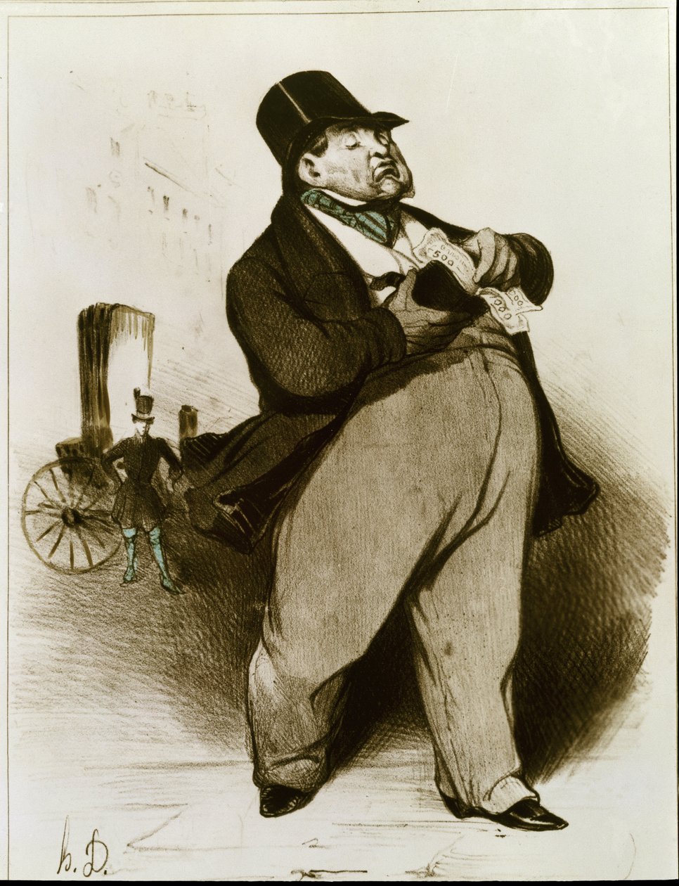 Bankéř - Litografie od Honoré Daumier