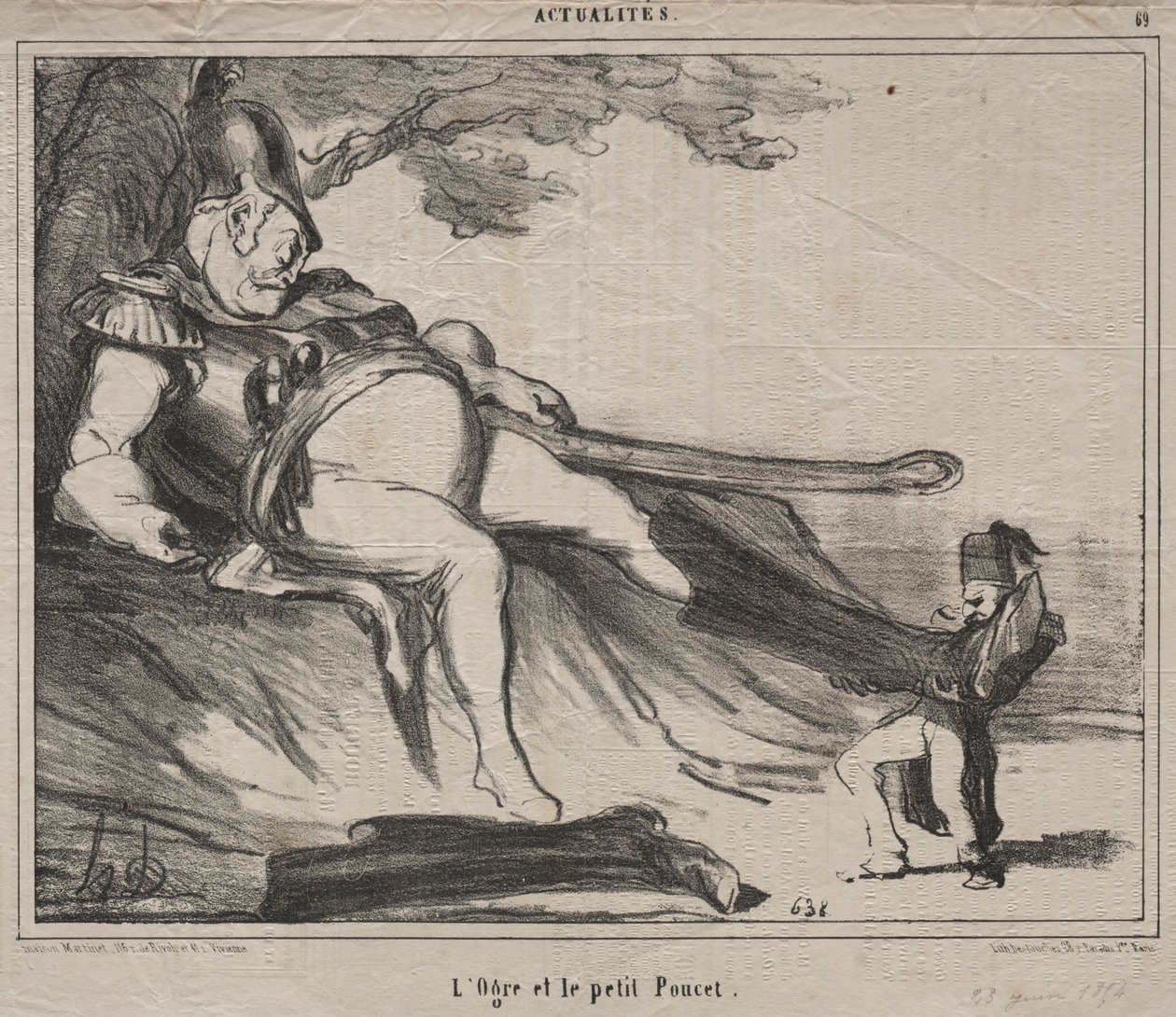 The Cossacks for smích plate 61: The Ogre and his little Tom Thumb, 1854. od Honoré Daumier