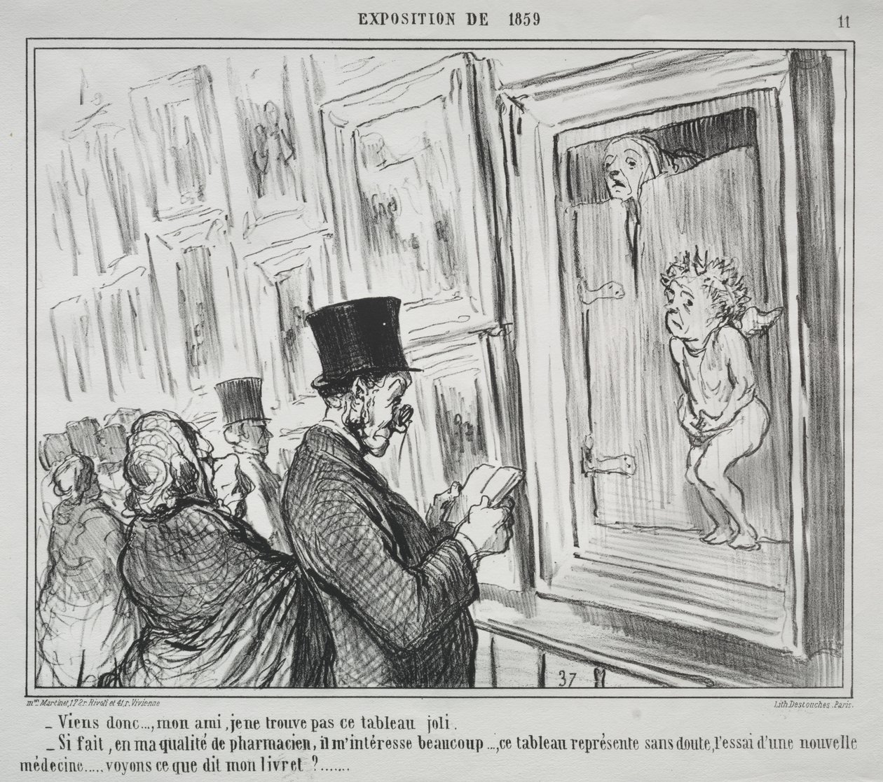 The Exhibition of 1859 (plate 11): Come here, my friend, I do not find this painting beautiful   1296860   cs       czech Successfully Translated  Original: Birds on a Balustrade Translat: Birds on a Balustrade 1394275 cs czech Successfully Translated Orig od Honoré Daumier