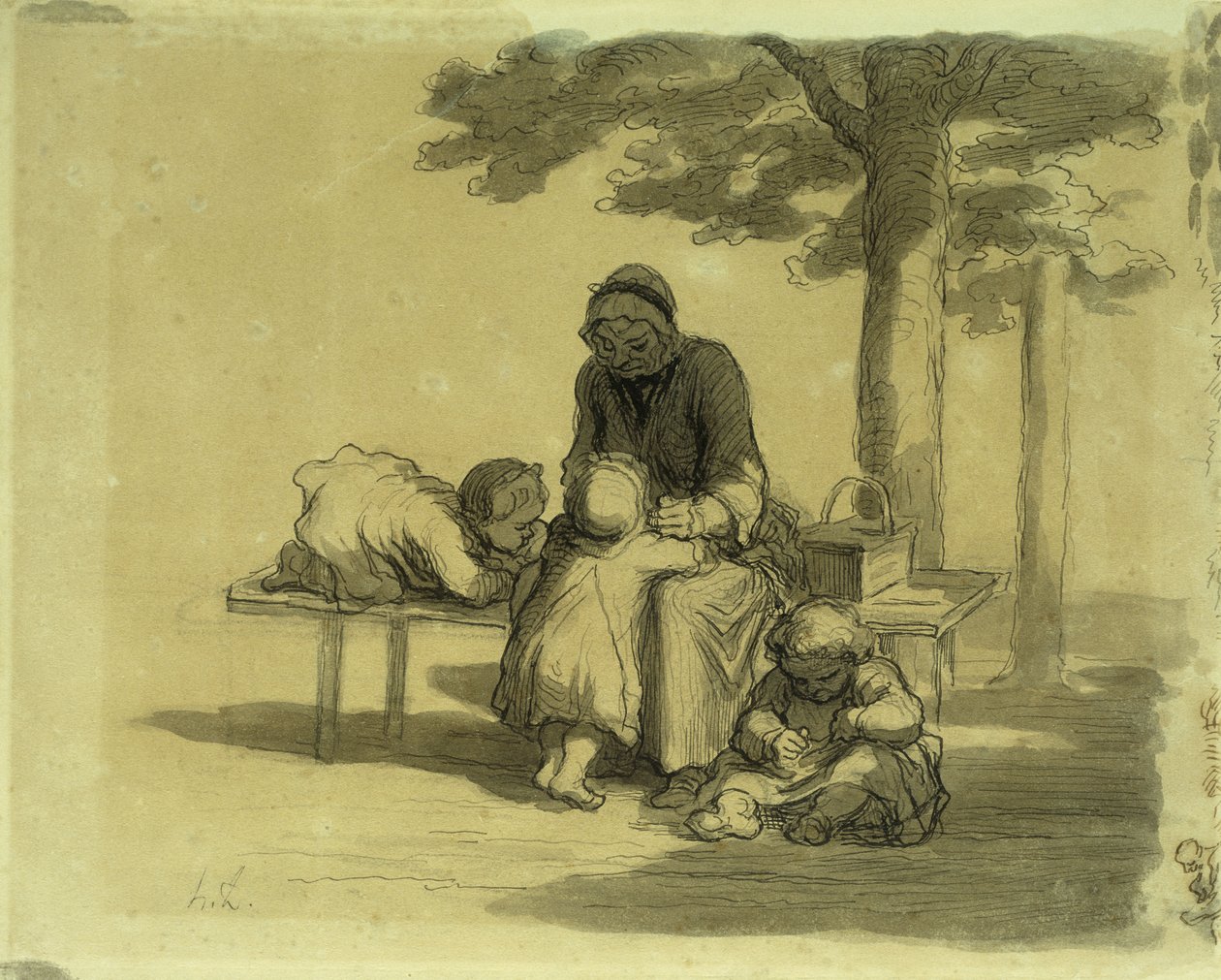 Babička; babička, od Honoré Daumier