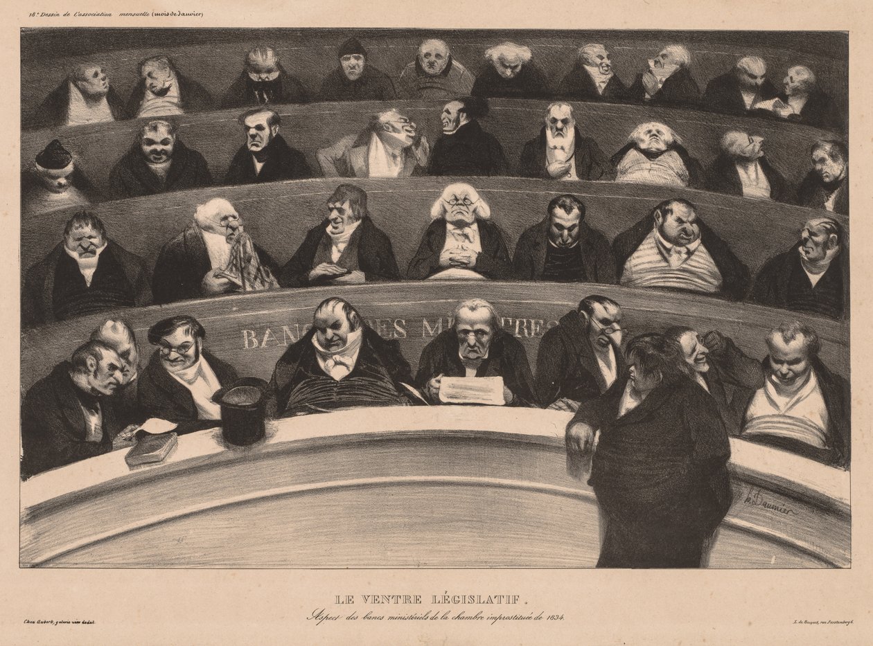 Štítek The Monthly Association 18: The Legislative Belly, 1834. od Honoré Daumier