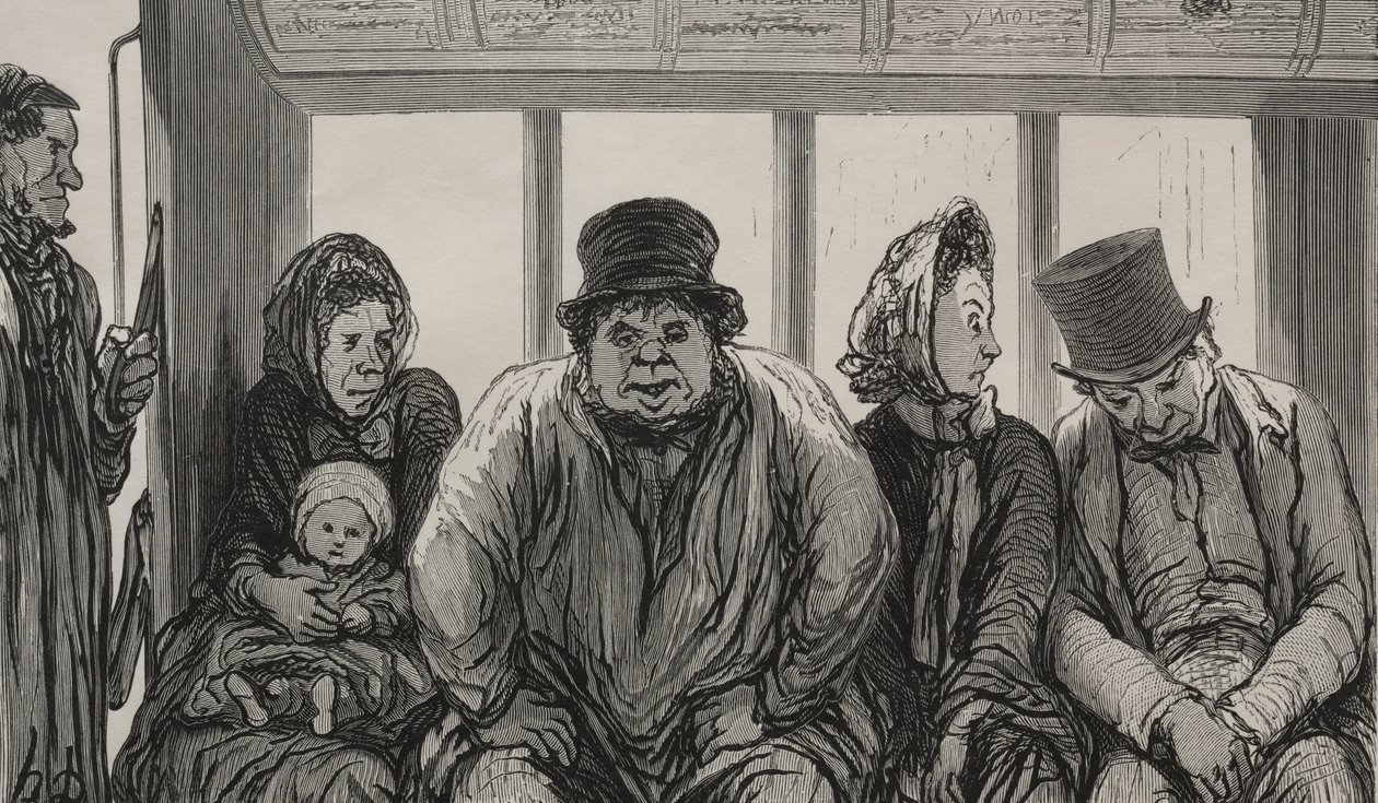 Omnibus: Interiér Omnibusu. od Honoré Daumier
