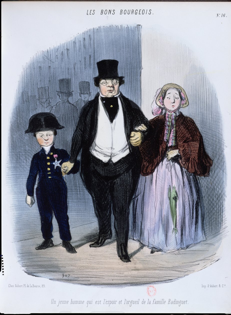 Mladý muž, který je nadějí a pýchou rodiny Badinguetů, z „Les Bons Bourgeois“, kolem 1835-40 od Honoré Daumier