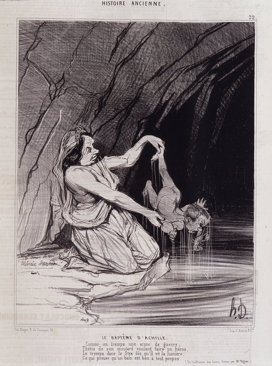 Achilleův křest - v "" Charivari "" v.1840 - Honore Daumier od Honoré Daumier