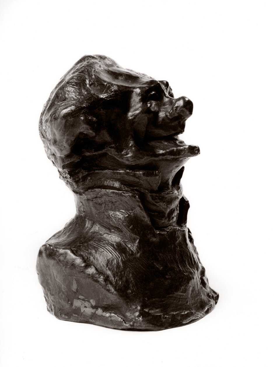 Spousta bust "" Celebritů pravého středu" "" Karikatura Charlese Philipona (Philippon), ředitele "" Karikatury"" a "" Charivari""". Novinář. Edente smíchu.““ Socha Honore Daumiera (1808-1879) Dim i 19. století od Honoré Daumier