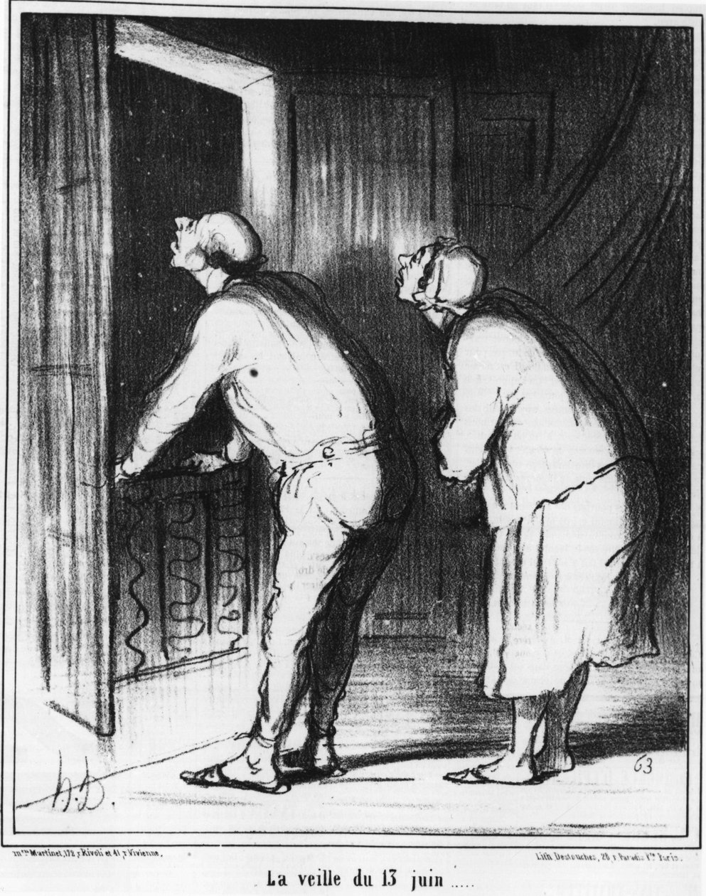 Předvečer 13. června..., kreslený film Honore Daumier (1808-1879). "Serenáda" od Honoré Daumier