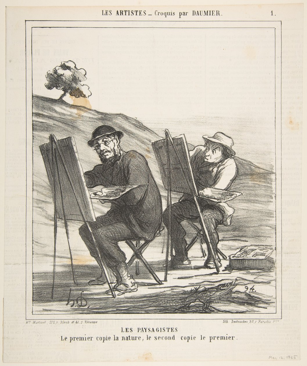 Krajináři, první kopíruje přírodu, druhý kopíruje první, z..., 12. května 1865. od Honoré Daumier