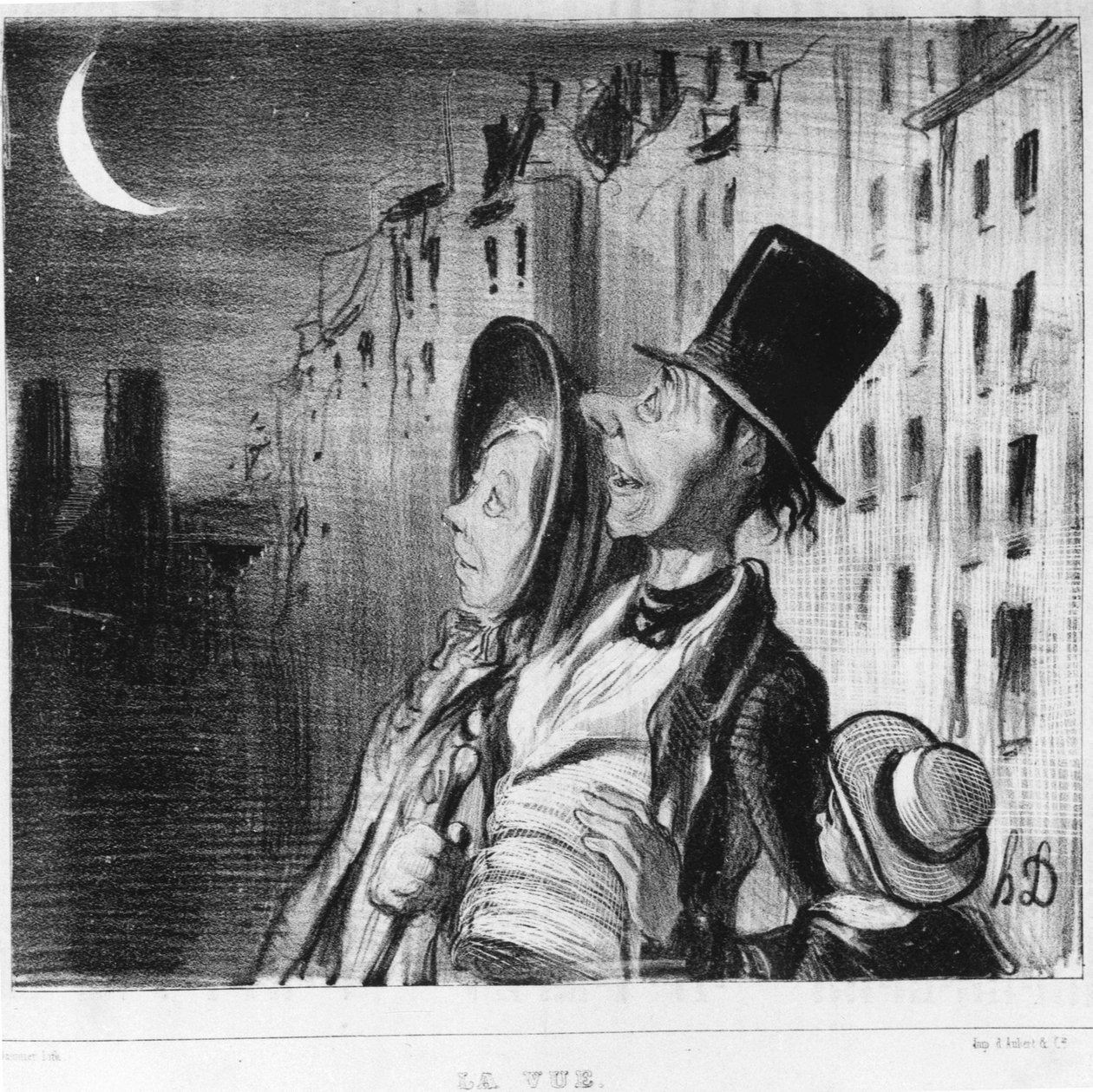 Pohled: série převzata z „“ Cinq sens “, od Honore Daumiera (1808-1879). "" Charivari "" od Honoré Daumier