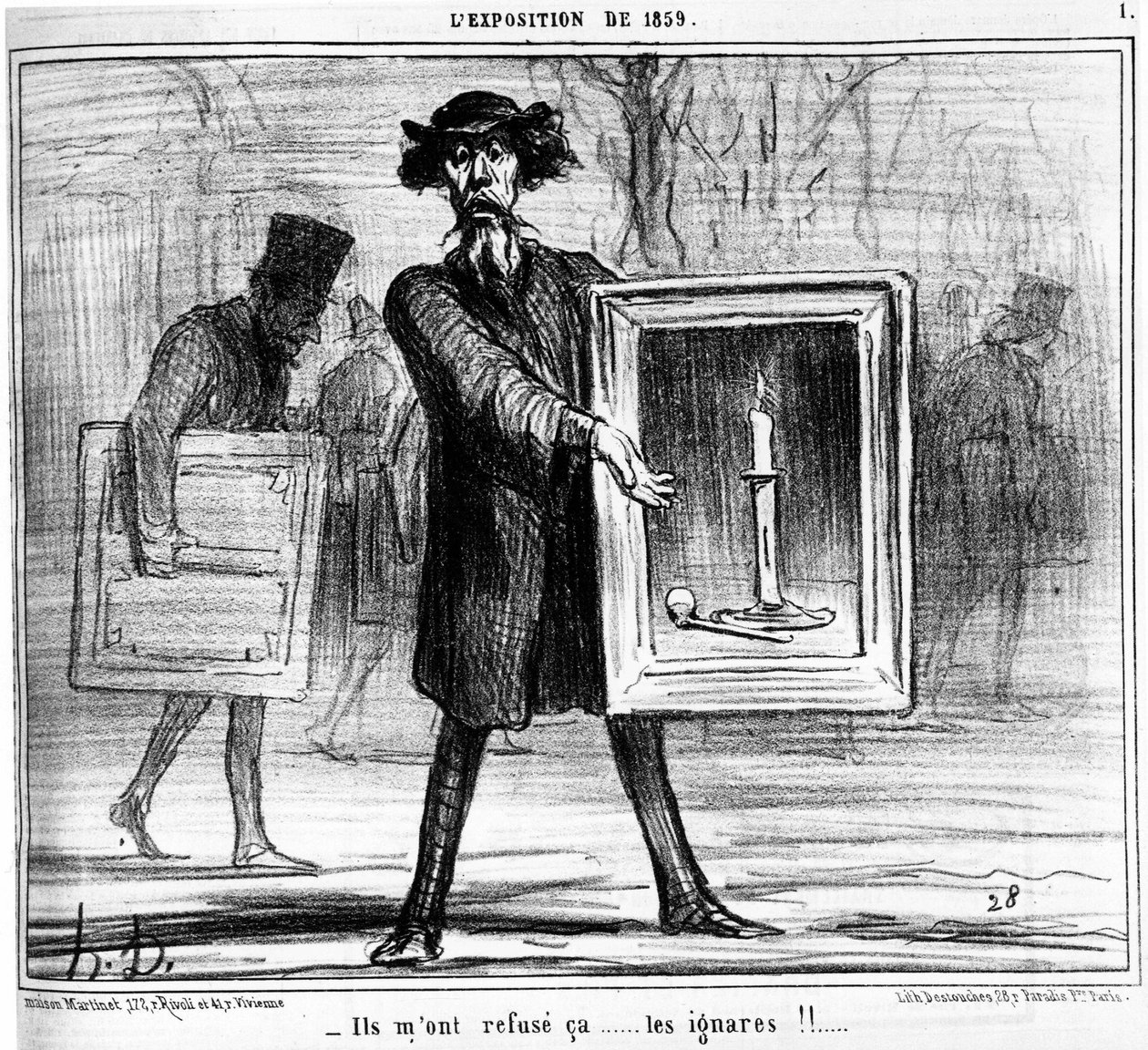 Odmítli mě... ignoranti!!... , převzato z „“ Obrazy a salony“, kreslený seriál Honore Daumier (1808-1879). "Serenáda" od Honoré Daumier