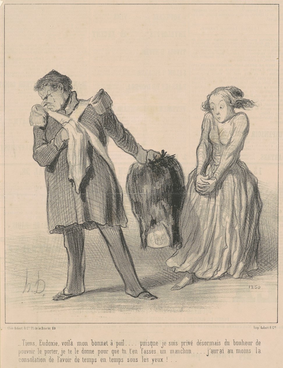 Tady, Eudoxie, tady je můj chlupatý klobouk... od Honoré Daumier