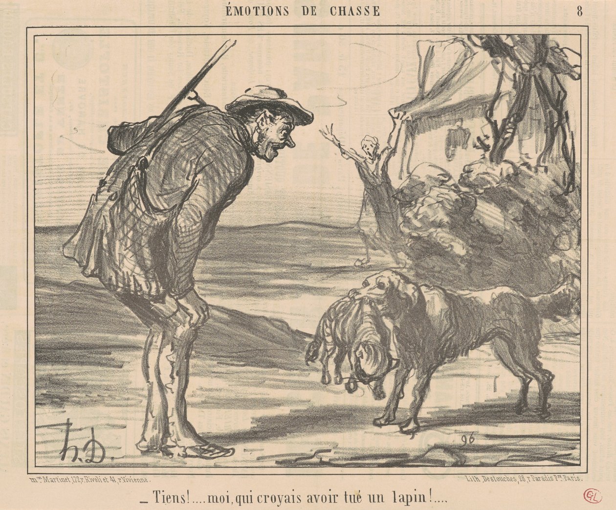 Tady! Myslel jsem, že jsem zabil králíka! ... od Honoré Daumier
