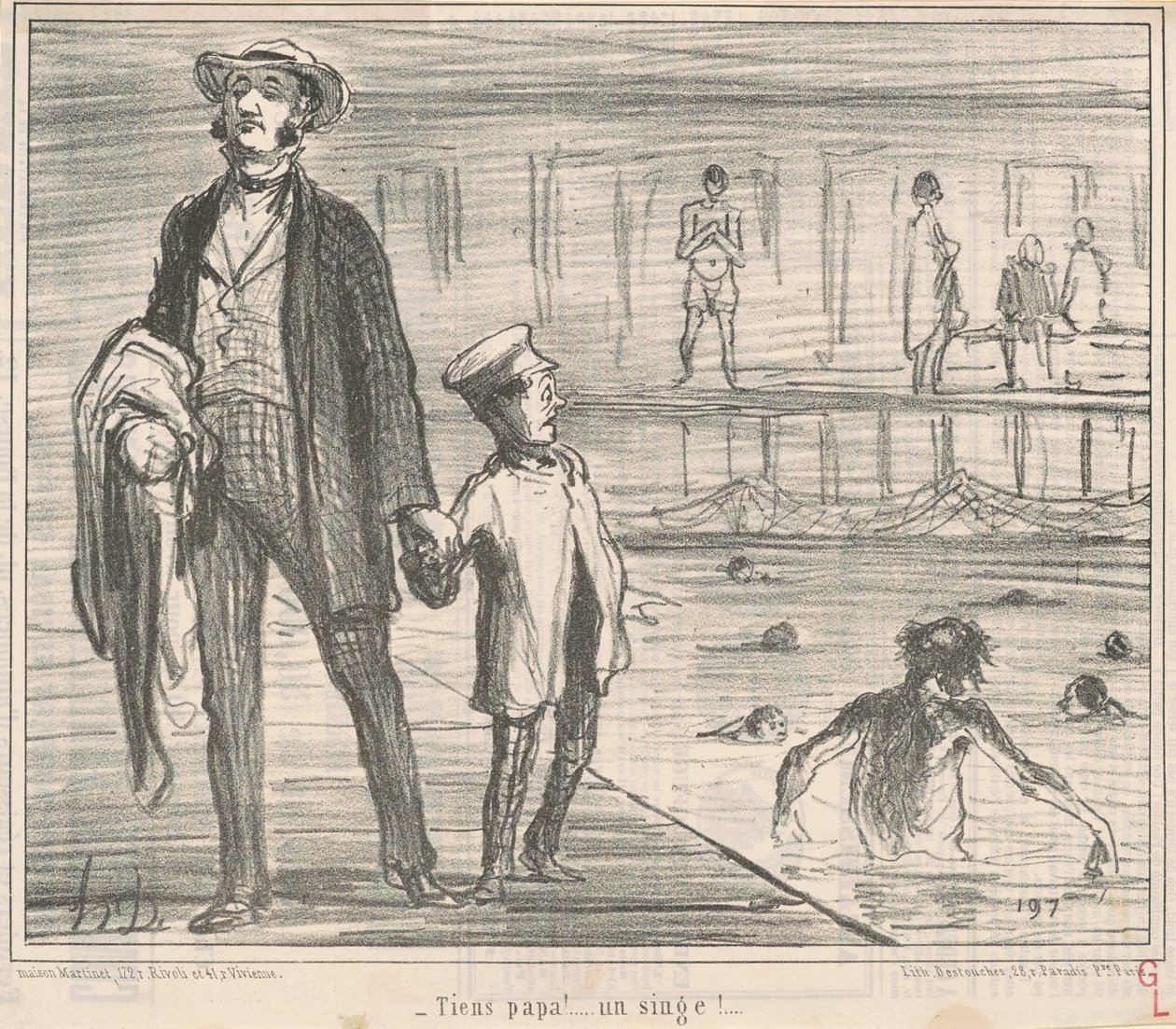 Tady tati! ... opice! ... od Honoré Daumier